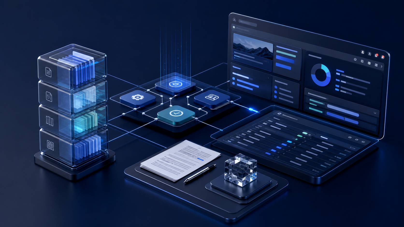 Connected client, document and project-management software environment